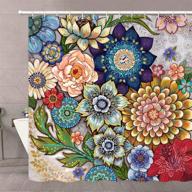 vibrant neasow boho floral shower curtains for bathroom - 72x72, multi color, with 12 hooks logo