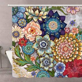 img 4 attached to Vibrant Neasow Boho Floral Shower Curtains for Bathroom - 72x72, Multi Color, with 12 Hooks