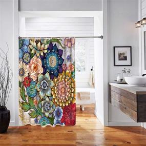 img 1 attached to Vibrant Neasow Boho Floral Shower Curtains for Bathroom - 72x72, Multi Color, with 12 Hooks