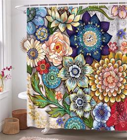 img 3 attached to Vibrant Neasow Boho Floral Shower Curtains for Bathroom - 72x72, Multi Color, with 12 Hooks