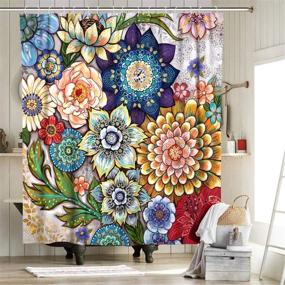 img 2 attached to Vibrant Neasow Boho Floral Shower Curtains for Bathroom - 72x72, Multi Color, with 12 Hooks