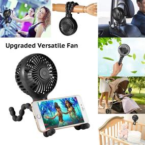 img 2 attached to Stay Cool Anywhere: Upgraded Portable Stroller Fan with LED Light, Aromatherapy, and Flexible Tripod Design - USB Rechargeable, Versatile, 3-Speeds (Black)