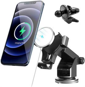 img 4 attached to 📱 FEIKU Car Phone Mount for Magsafe Charger with Desk and Vent Options, for iPhone 12/12 Pro/12 Mini/12 Pro Max (Black, Charger Not Included)