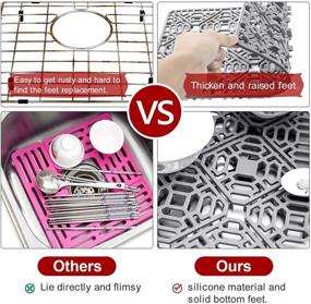 img 3 attached to 🧽 Dark Grey Silicone Kitchen Sink Mat - Essential Sink Protector for Stainless Steel, Bathroom, Porcelain Sinks - 15.7'' x 10.6'' Under Sink Bottom Accessory