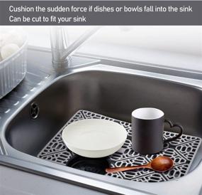 img 2 attached to 🧽 Dark Grey Silicone Kitchen Sink Mat - Essential Sink Protector for Stainless Steel, Bathroom, Porcelain Sinks - 15.7'' x 10.6'' Under Sink Bottom Accessory