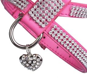 img 2 attached to 🐾 EXPAWLORER Sparkly Rhinestone Dog Harness: Genuine Leather, Soft Padded Vest for Puppy & Cat - Pink (Size S)