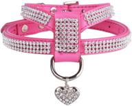 🐾 expawlorer sparkly rhinestone dog harness: genuine leather, soft padded vest for puppy & cat - pink (size s) logo