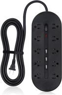 💡 yeatel 2 prong power strip: 10 ac outlets surge protector with usb - black logo