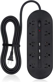 img 4 attached to 💡 Yeatel 2 Prong Power Strip: 10 AC Outlets Surge Protector with USB - Black