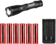 tokeyla 5 modes 18650 flashlight with two-slot charger and 6-pack 4000mah button top rechargeable batteries logo