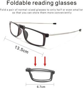 img 1 attached to 👓 2 Pack of Portable Folding Reading Glasses in Case for Men and Women (Strength 1.50)