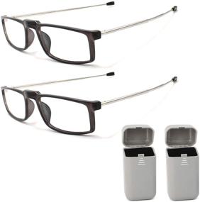 img 4 attached to 👓 2 Pack of Portable Folding Reading Glasses in Case for Men and Women (Strength 1.50)