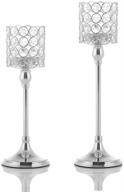 💎 sparkling silver crystal candle holders for elegant home decor & celebration centerpieces - set of 2, 12 and 14 inches tall логотип