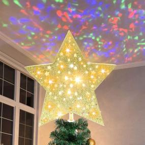 img 4 attached to 🌟 PABIPABI Lighted Star Projector Christmas Tree Topper: 3D Hollow Sparkling Multicolor Decorations for Christmas Trees