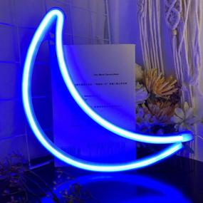 img 2 attached to 🌙 Blue Moon Neon Sign-Neon Signs for Bedroom│USB or Battery Powered Neon Light for Wall│LED Neon Light as Wall Signs for Girls │Moon Neon Light for Christmas Party Wedding Kids Living Room