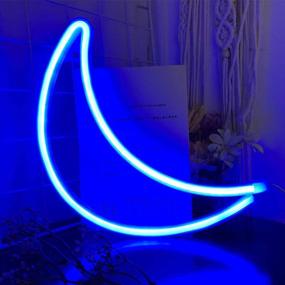 img 1 attached to 🌙 Blue Moon Neon Sign-Neon Signs for Bedroom│USB or Battery Powered Neon Light for Wall│LED Neon Light as Wall Signs for Girls │Moon Neon Light for Christmas Party Wedding Kids Living Room