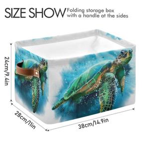 img 2 attached to 🐢 Kelekey Watercolor Sea Turtle Large Storage Basket: Organize Your Bedroom, Nursery, College Dorm & More with this Collapsible Bin & Laundry Hamper