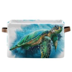 img 4 attached to 🐢 Kelekey Watercolor Sea Turtle Large Storage Basket: Organize Your Bedroom, Nursery, College Dorm & More with this Collapsible Bin & Laundry Hamper