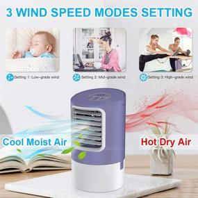 img 3 attached to Portable Mini Personal Evaporative Air Cooler and Humidifier with 3 Wind Speeds - Ideal for Home, Office, Room, and Travel