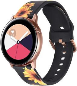 img 4 attached to 🌻 VIGOSS Sunflower Print Strap for Galaxy Active 2 40mm/44mm Bands/Galaxy Watch 42mm - 20mm Soft TPU with Rose Gold Buckle Replacement for Samsung Galaxy Watch 42mm/Active 2 40mm/44mm