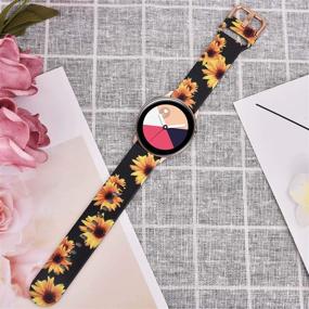 img 1 attached to 🌻 VIGOSS Sunflower Print Strap for Galaxy Active 2 40mm/44mm Bands/Galaxy Watch 42mm - 20mm Soft TPU with Rose Gold Buckle Replacement for Samsung Galaxy Watch 42mm/Active 2 40mm/44mm