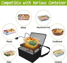 img 1 attached to 🍲 Upgraded Portable Oven: 110V 90W Electric Food Warmer for Reheating & Raw Cooking in Office, Travel, Potlucks | Mini Heated Lunch Box (Black)