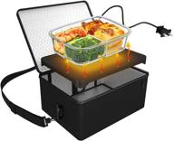 🍲 upgraded portable oven: 110v 90w electric food warmer for reheating & raw cooking in office, travel, potlucks | mini heated lunch box (black) логотип