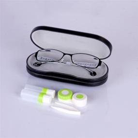 img 2 attached to 👓 ROSENICE 2-in-1 Contact Lens and Eyeglass Case: Portable Home Travel Kit (Black)