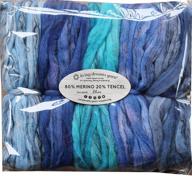 🧶 hand dyed merino tencel spinning fiber: ultra-soft wool top roving drafted for hand spinning, felting, blending, and weaving. 5oz beautifully variegated mini skeins in the shades of blues logo