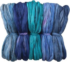img 3 attached to 🧶 Hand Dyed Merino Tencel Spinning Fiber: Ultra-Soft Wool Top Roving Drafted for Hand Spinning, Felting, Blending, and Weaving. 5oz Beautifully Variegated Mini Skeins in the Shades of Blues