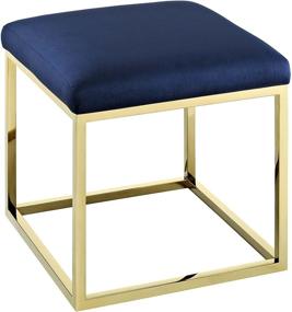 img 2 attached to Modway Anticipate Navy Velvet Ottoman | Modern Upholstered Ottoman with Gold Stainless Steel Frame