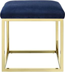 img 1 attached to Modway Anticipate Navy Velvet Ottoman | Modern Upholstered Ottoman with Gold Stainless Steel Frame