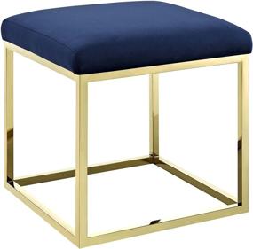 img 3 attached to Modway Anticipate Navy Velvet Ottoman | Modern Upholstered Ottoman with Gold Stainless Steel Frame