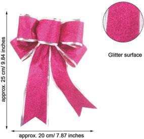 img 1 attached to 🎀 Sparkling Rose Red Glitter Bows - 12-Piece Set for Christmas Decorations and Party Ambiance