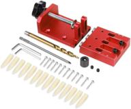 🔴 toktoo high-quality pocket hole jig set with clamp and scale - red, ideal for carpentry projects, woodworking angle drilling guide, heavy duty, all-in-one aluminum pocket hole jig kit for joinery logo