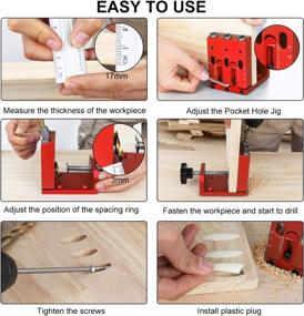 img 2 attached to 🔴 TOKTOO High-Quality Pocket Hole Jig Set with Clamp and Scale - Red, Ideal for Carpentry Projects, Woodworking Angle Drilling Guide, Heavy Duty, All-In-One Aluminum Pocket Hole Jig Kit for Joinery