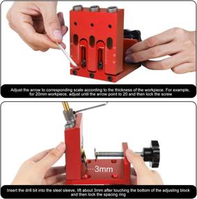 img 1 attached to 🔴 TOKTOO High-Quality Pocket Hole Jig Set with Clamp and Scale - Red, Ideal for Carpentry Projects, Woodworking Angle Drilling Guide, Heavy Duty, All-In-One Aluminum Pocket Hole Jig Kit for Joinery