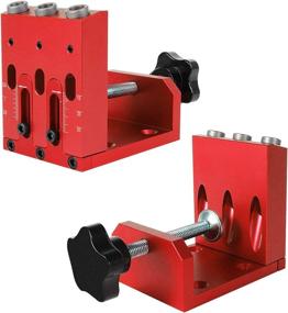 img 3 attached to 🔴 TOKTOO High-Quality Pocket Hole Jig Set with Clamp and Scale - Red, Ideal for Carpentry Projects, Woodworking Angle Drilling Guide, Heavy Duty, All-In-One Aluminum Pocket Hole Jig Kit for Joinery