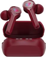 iluv sg100 gaming wireless earbuds with ultra-low latency, led lights, and hands-free call mic - crimson red logo