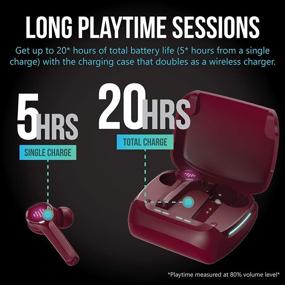 img 1 attached to iLuv SG100 Gaming Wireless Earbuds with Ultra-Low Latency, LED Lights, and Hands-Free Call Mic - Crimson Red