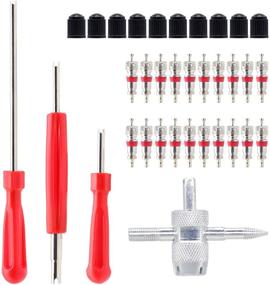 img 4 attached to ZHSMS Valve Core Tool Set: 20Pcs Cores, 10Pcs Caps, 4-Way Tool – Professional Tire Repair & Maintenance Kit