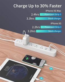 img 1 attached to NTONPOWER ПРОТЕКТОР НАПРЯЖЕНИЯ С ЭЛЕКТРОРОЗЕТКОЙ И USB - продление до 15 футов, 🔌 4 розетки 4 порта USB, 1700 джоулей, защита от перегрузки, для дома, офиса, рабочего стола, тумбочки, белый.