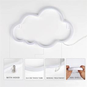 img 2 attached to XIYUNTE Cloud Neon Sign, Blue Cloud Neon Light for Wall Decor, USB/Battery Powered Cloud Neon Signs Decorations Aesthetic Light Up Sign for Bedroom, Children's Room, Bar, and Nursery Decor