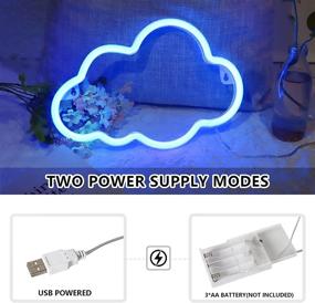 img 1 attached to XIYUNTE Cloud Neon Sign, Blue Cloud Neon Light for Wall Decor, USB/Battery Powered Cloud Neon Signs Decorations Aesthetic Light Up Sign for Bedroom, Children's Room, Bar, and Nursery Decor