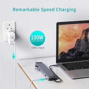 img 2 attached to 🔌 TECHDOTY USB C Hub 11-in-1 Docking Station with Thunderbolt 3, 100W PD Charging, 4K HDMI, VGA, RJ45 Ethernet, USB 3.0, SD/TF Cards Reader, Audio Jack - Compatible with Windows and Mac, Type C Laptops