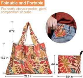 img 3 attached to 🛍️ XXLarge Foldable Reusable Grocery Bags - Pack of 4 | Colorful, Waterproof & Machine Washable Tote Bags with Attached Pouch