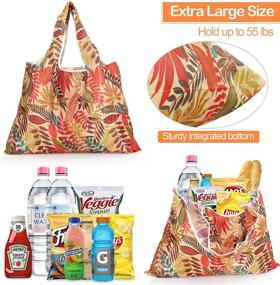 img 2 attached to 🛍️ XXLarge Foldable Reusable Grocery Bags - Pack of 4 | Colorful, Waterproof & Machine Washable Tote Bags with Attached Pouch