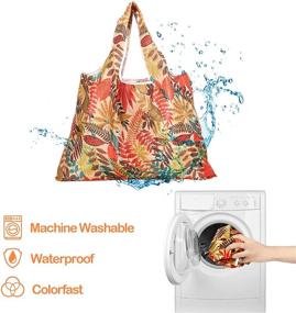 img 1 attached to 🛍️ XXLarge Foldable Reusable Grocery Bags - Pack of 4 | Colorful, Waterproof & Machine Washable Tote Bags with Attached Pouch