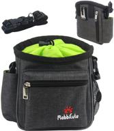 🐶 rabbicute dog treat training pouch bag with toys kibble - wearable waist shoulder strap, metal belt clip, and 3-way poop bag dispenser logo