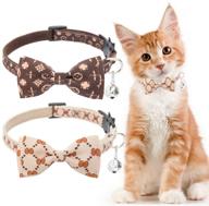 🐱 scenereal set of 2 breakaway cat collars with bells and bow ties - cute bowtie cat collar for kittens, puppies, and cats логотип